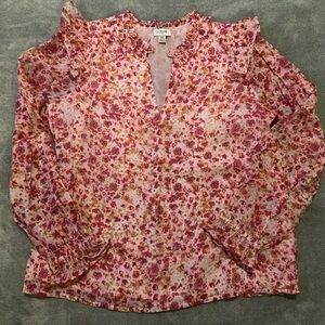 Jcrew Factory - pink floral long sleeve work blouse - XS